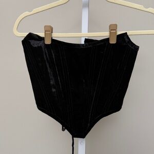 LBV Velvet Lace Up Cropped Corset Bustier Black Women's Size XS new with tags